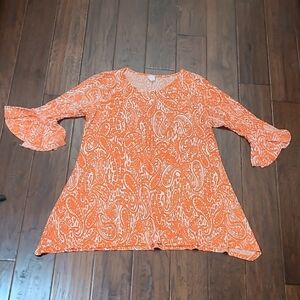 Flirty Pink Orange & White Paisley Print Tunic size 2X